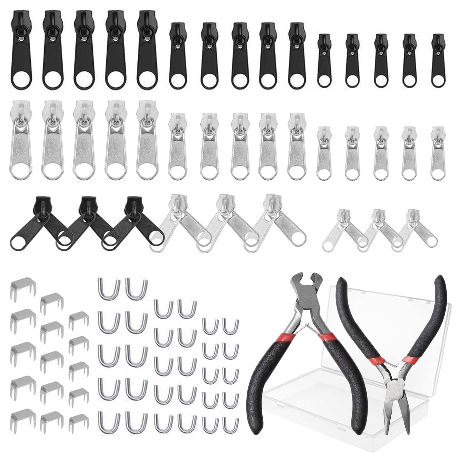 80 Stück Reißverschluss Reparatur Set, 4 Größe (#3#5#8#10 80 Stück Reißverschluss Reparatur Set, 4 Größe (#3#5#8#10