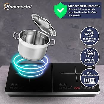 Aobosi Inductiekookplaat, dubbele inductiekookplaat, draagbare kookplaat, sensor-touch-bediening en kristalglasplaat, 3500 watt, timerfunctie