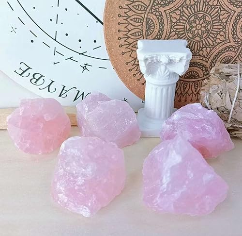 Miniatura 4 de LAIDANLA Piedras naturales de cuarzo rosa de 1 libra y 2 pulgadas, cristales crudos grandes, piedras preciosas curativas a granel para curación de