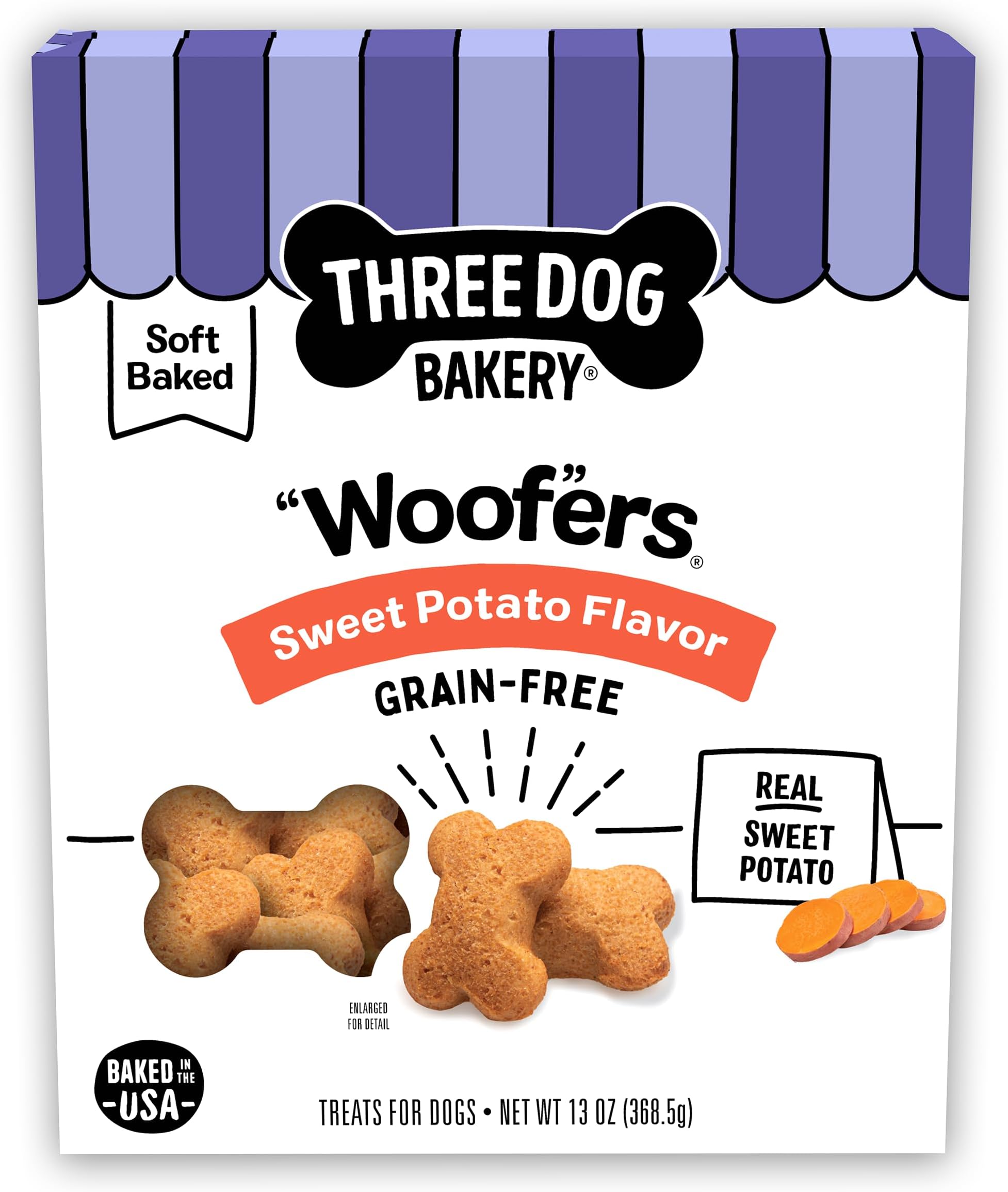 Grain-Free โWoofโers Sweet Potato Dog Treats - Soft-Baked Dog Biscuits for Sensitive Tummies, Human-Inspired Dog Treats, Dog Treats for Puppy Training with Real Ingredients