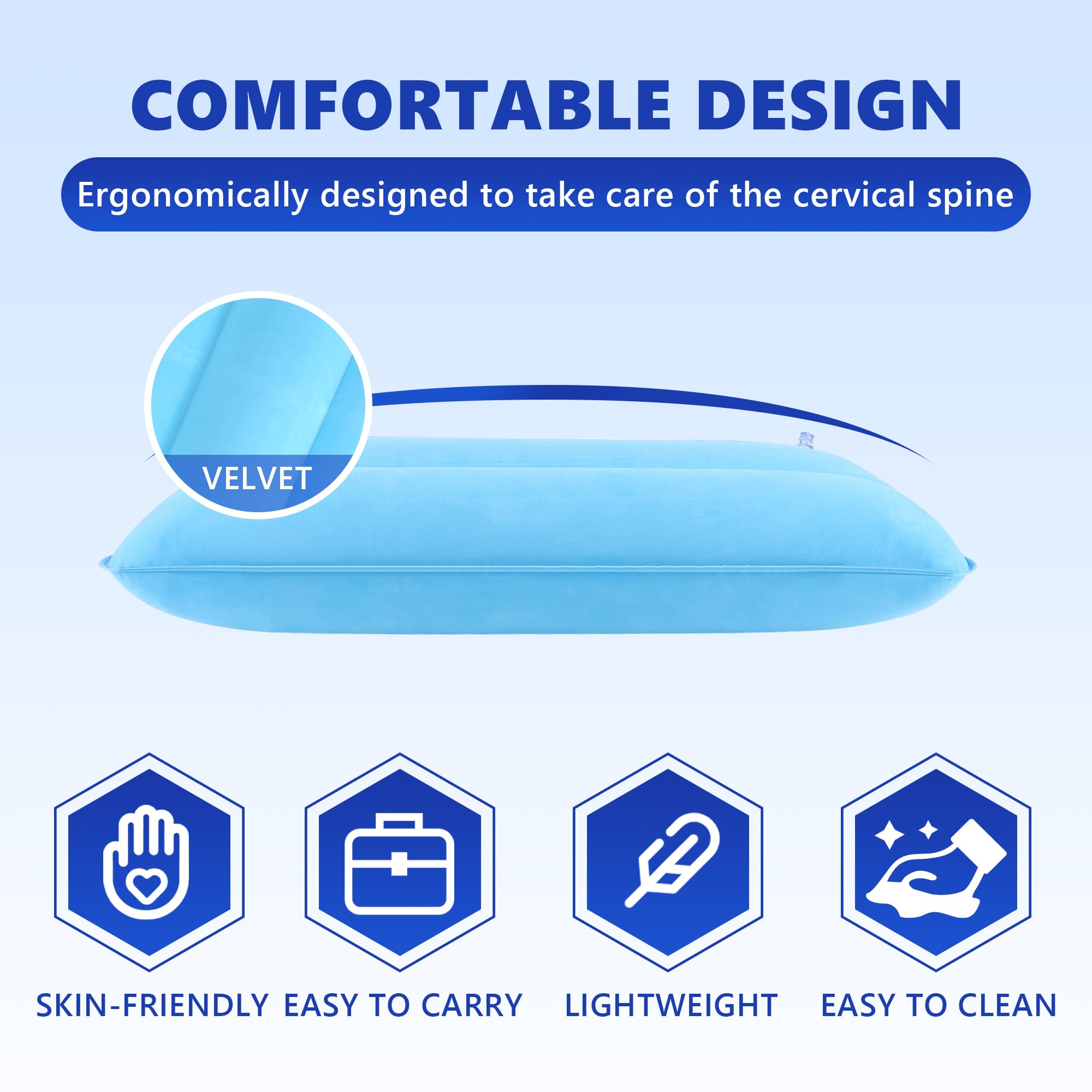 Cojín Inflable de Viaje para Camping 4Pcs Almohadas de Camping Hinchables Almohada de Viaje Ultraligera Almohada de Playa para Playa, Senderismo