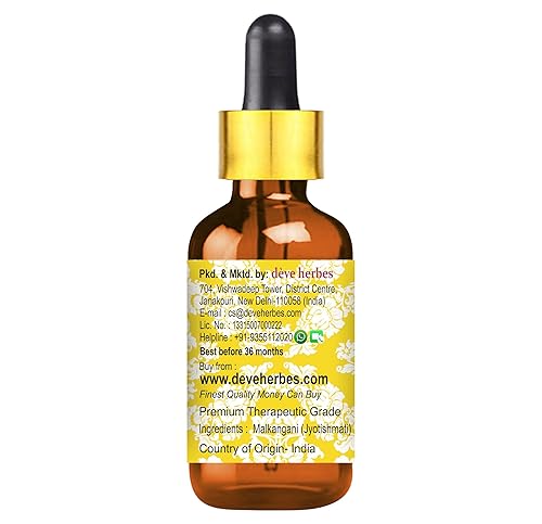 Miniatura 4 de Deve Herbes Malkangani puro (aceite malkangnijyostishmati (Celastrus paniculatus) con cuentagotas de vidrio prensado en frío 1.0 fl oz (1 oz)