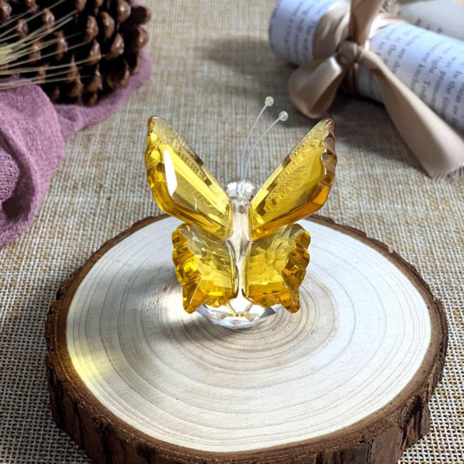 Sdydsge Unique Colour Crystal Ornaments, Crystal Gifts,Glass Figurines,1 Pc 7 Colors Elegant Butterfly Animal Paperweight Art Craft Table Ornament Home Wedding Decor Pink (Color : Blu)(Unique Colour)