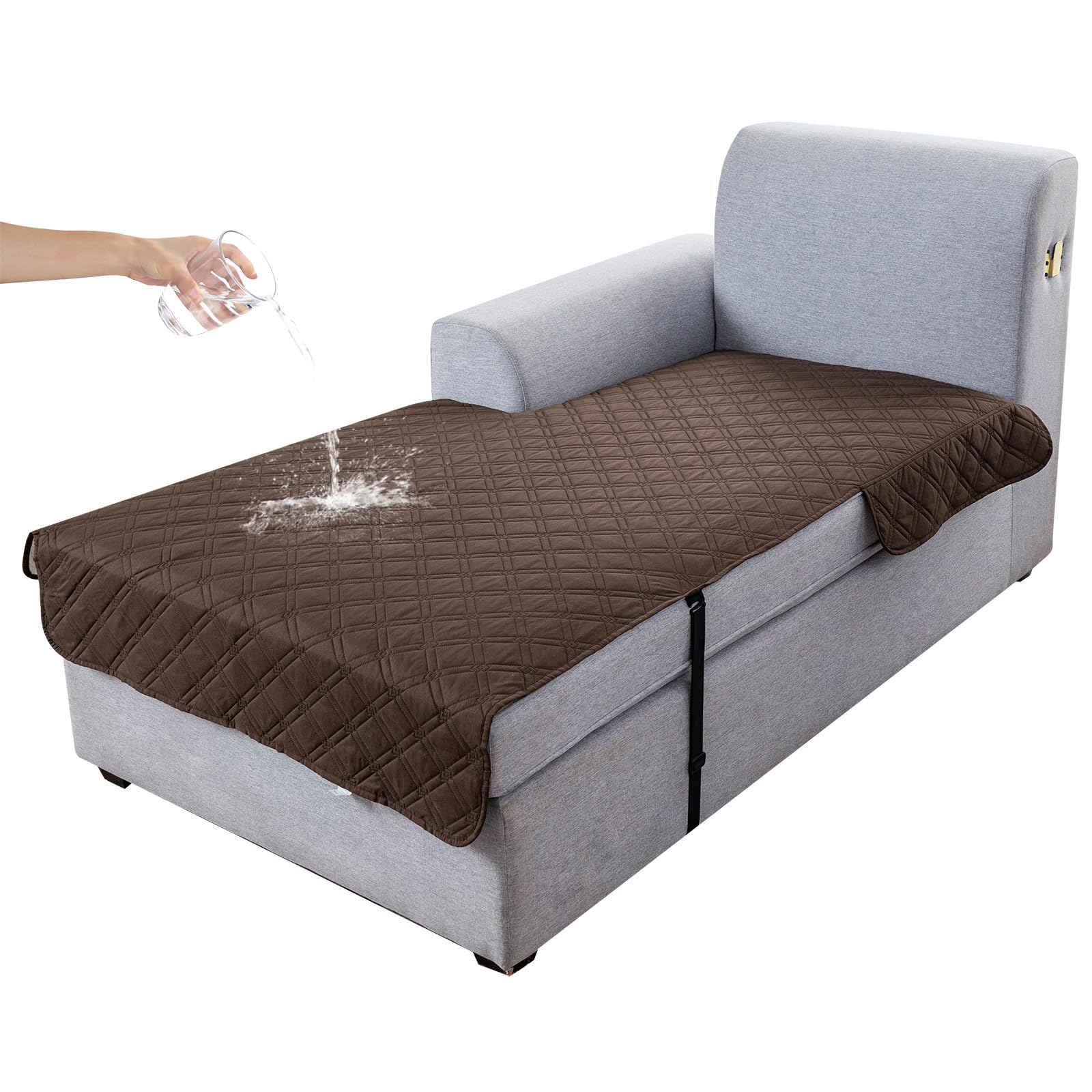 Genina L Shape Couch Cover, Sectional Couch Chaise Covers, Waterproof Washable Sofa Covers for Left L Shape Chaise Lounge, Anti-Slip Sofa Slipcovers for Dogs Cats Pet Friendly(Chololate)