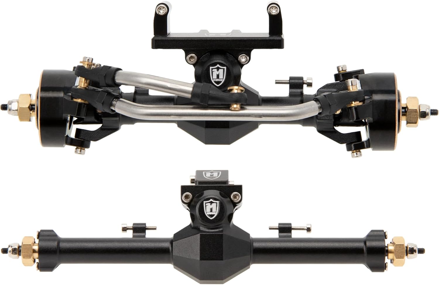 MEUS Racing Isokinetic 3-Section CVD Front & Rear Axles Maximum Steering Angle 52° Wider +5MM for Axial SCX24 Deadbolt C10 JLU Gladiator Bronco 1/24 RC Crawler Upgrade (Silver - Front & Rear)