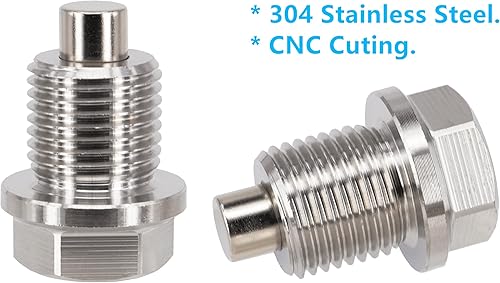 Miniatura 47 de 1 tapón magnético de drenaje de aceite de acero inoxidable M14x1.5 para Honda, Ford, GM, Mazda, Hyundai, KIA, Audi, RAM, Yamaha y más vehículos