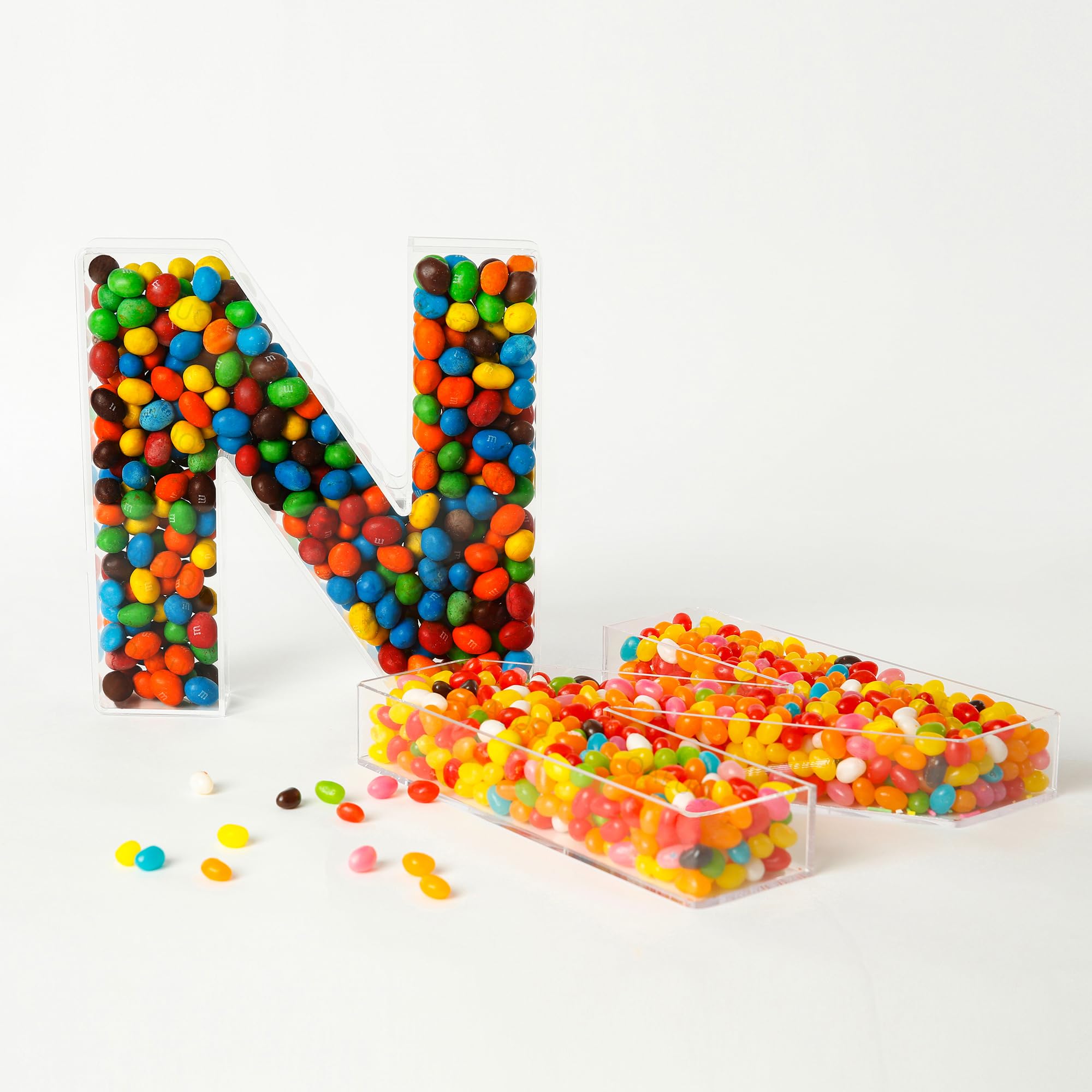 Fillable Alphabet Acrylic Tray Acrylic Alphabet Candy Jar Reusable Party Deli Jar Magnetic Lid Design 10in Sealed Acrylic Box (C)