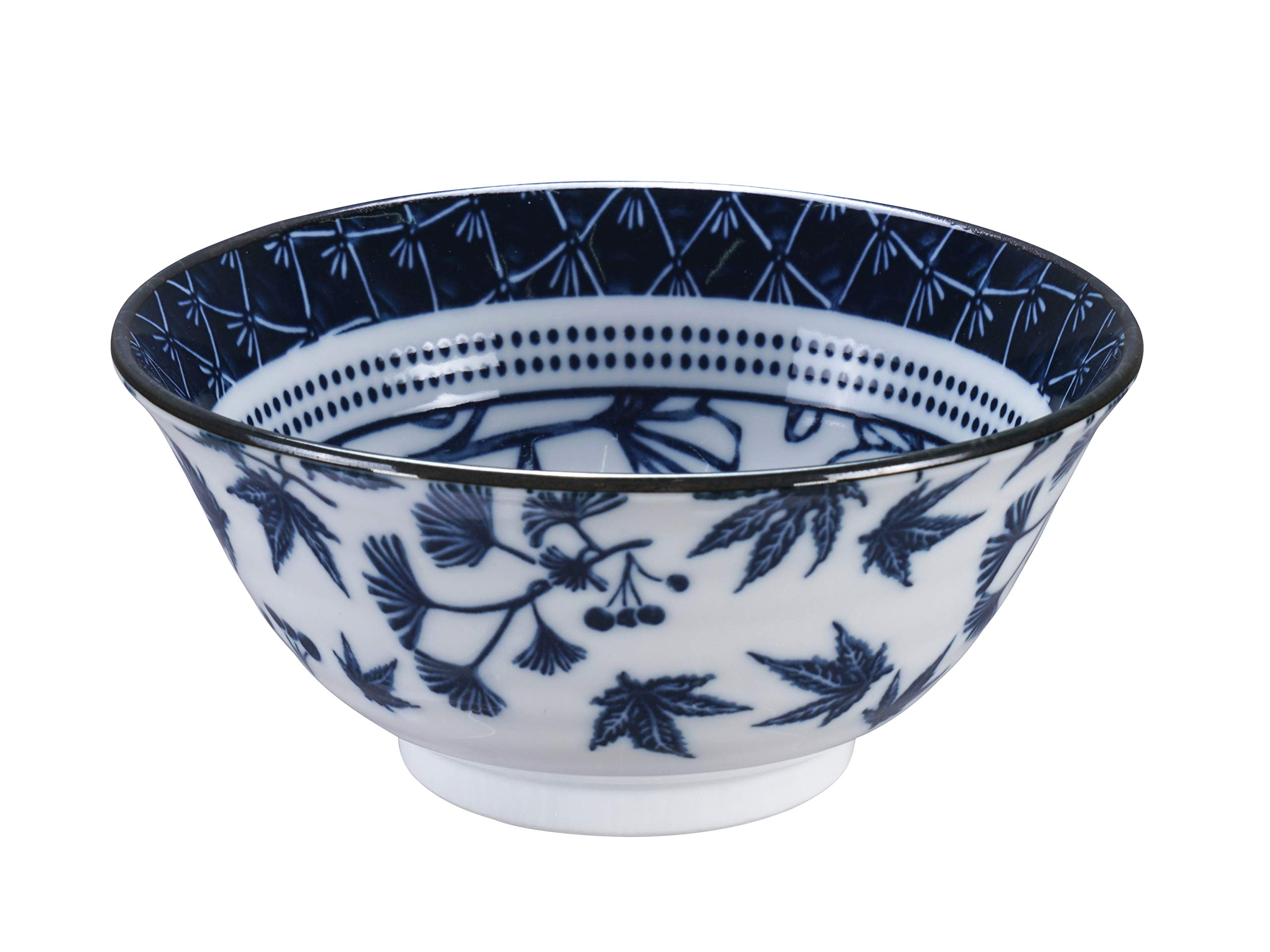 TOKYO design studio Flora Japonica 4-er Schalen-Set blau-weiß, Ø 14,8 cm, 7 cm hoch, ca. 500 ml, asiatisches Porzellan, Japanisches Blumen-Design, inkl. Geschenk-Verpackung