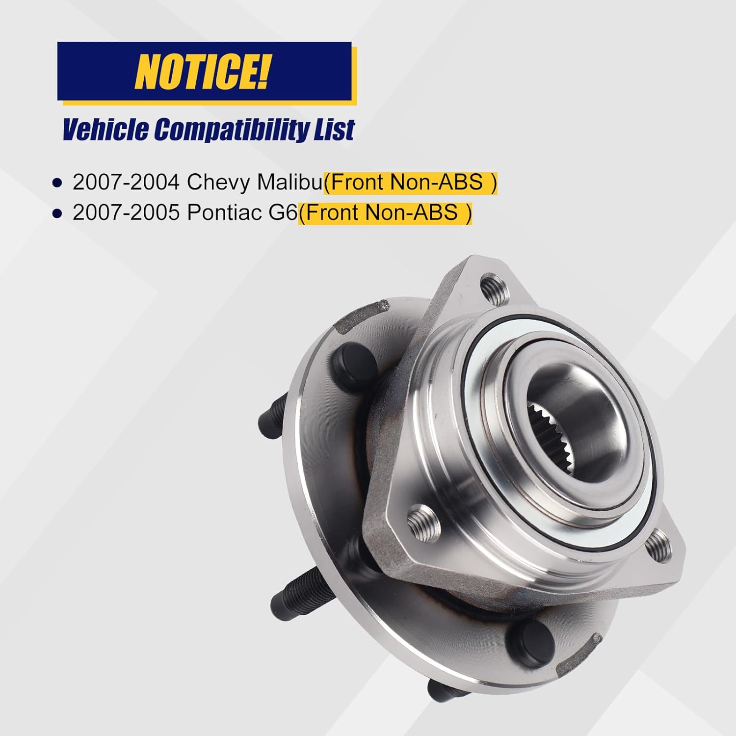 KUSATEC 513215 Front Wheel Bearing and Hub Assembly Compatible with 2007-2004 Chevy Malibu, 2007-2005 Pontiac G6, 5 Lug Bolts without ABS