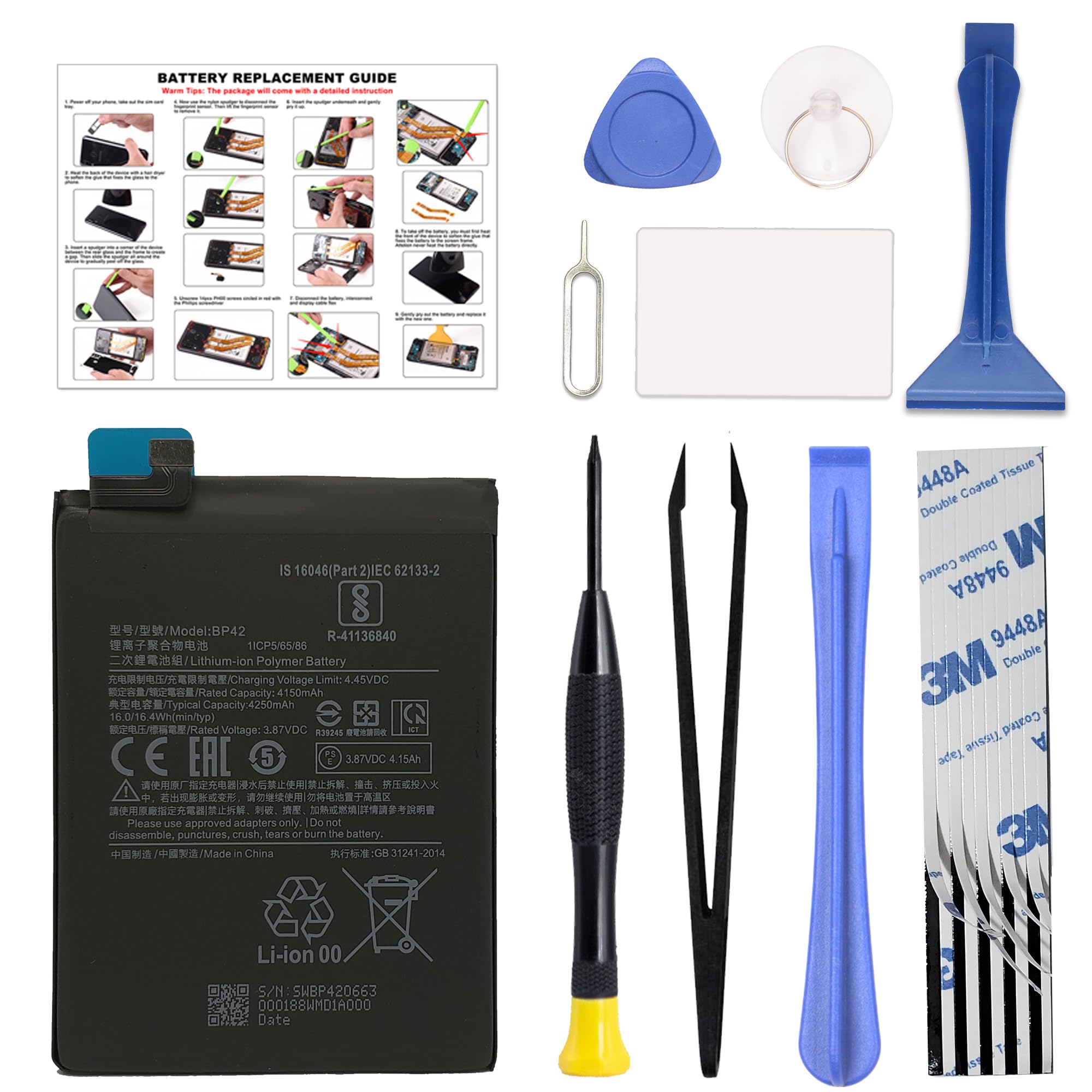 GREEN FUSION for Xiaomi Mi 11 Lite 4G/5G Battery Replacement, BP42 New 0 Cycle Battery Compatible with Xiaomi Mi 11 Lite 4G/5G with Tools & Instruction