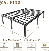 Vista 87 de Base de cama tamaño Queen de 12 pulgadas, no necesita somier, base de colchón de plataforma de metal resistente con listones de acero