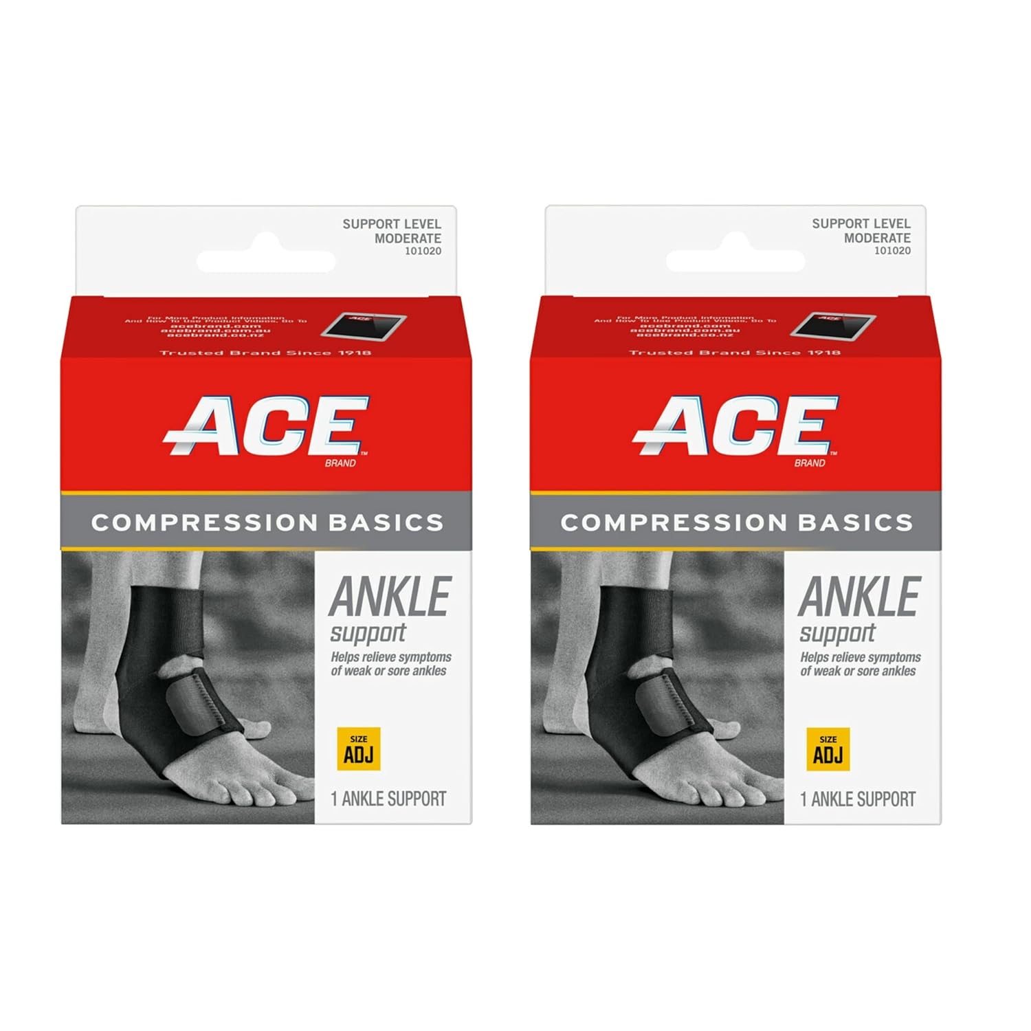 ACE Sport Basics Adjustable Ankle Support 101020 – Moderate Compression Brace for Injury Recovery and Prevention, Fits Left or Right Ankle