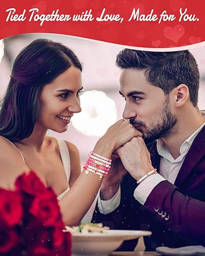 Miniatura 7 de Goldwise Kit de pulsera de la amistad del día de San Valentín, cuentas rosas, kit de fabricación de joyas con cuentas de arcilla rosa, cuentas