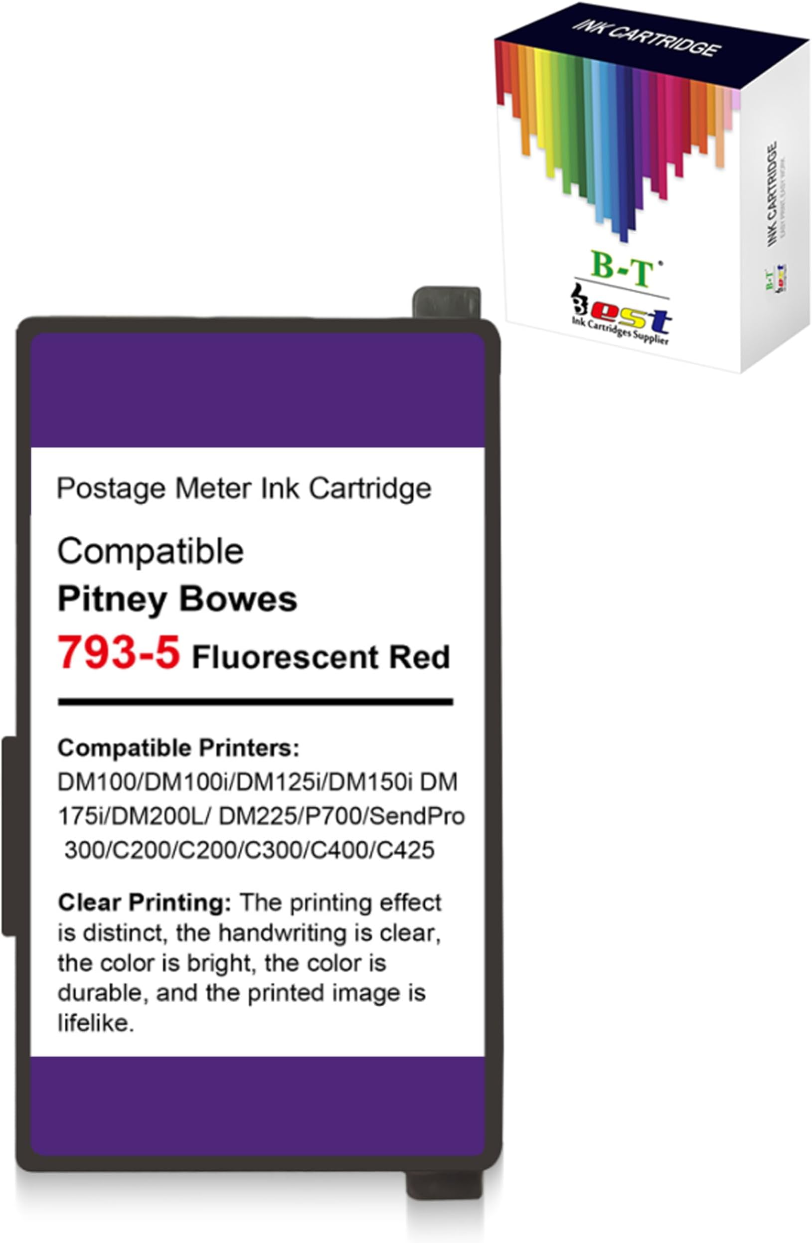 Compatible 793-5 Red Ink Cartridge for Postage Models DM100 DM200 SendPro C, SendPro+, DM100i DM200L P700 DP100 DM125i DM150i DM175i DM175i-MH DM200i DM225 P7L1 PRL1 Postage Ink (1 Pack)