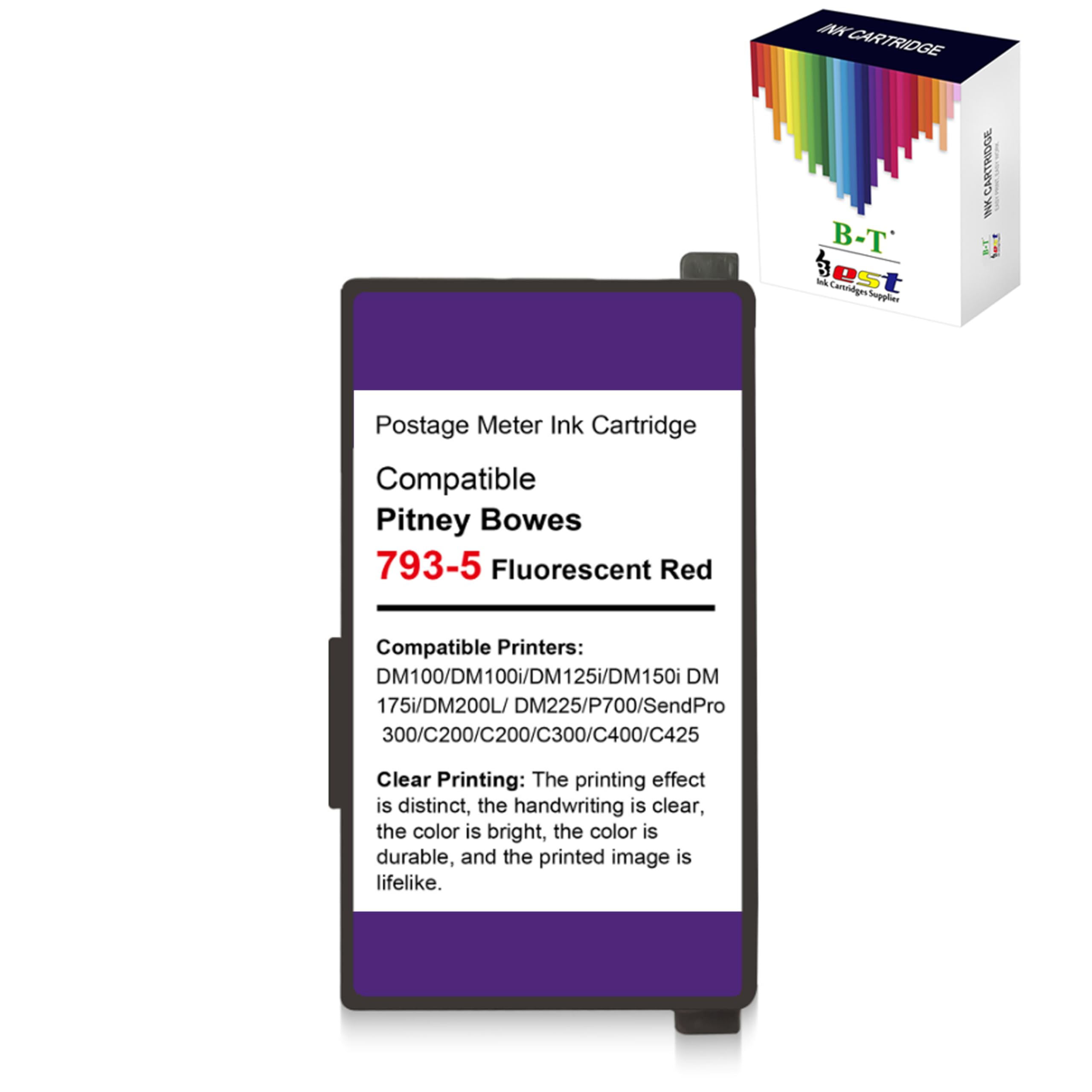 Compatible 793-5 Red Ink Cartridge for Postage Models DM100 DM200 SendPro C, SendPro+, DM100i DM200L P700 DP100 DM125i DM150i DM175i DM175i-MH DM200i DM225 P7L1 PRL1 Postage Ink (1 Pack)