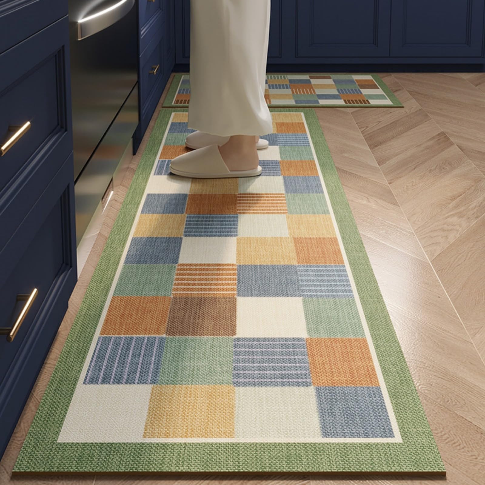 Alfombra vinílica de cocina texturizada en cuero con acabado moderno