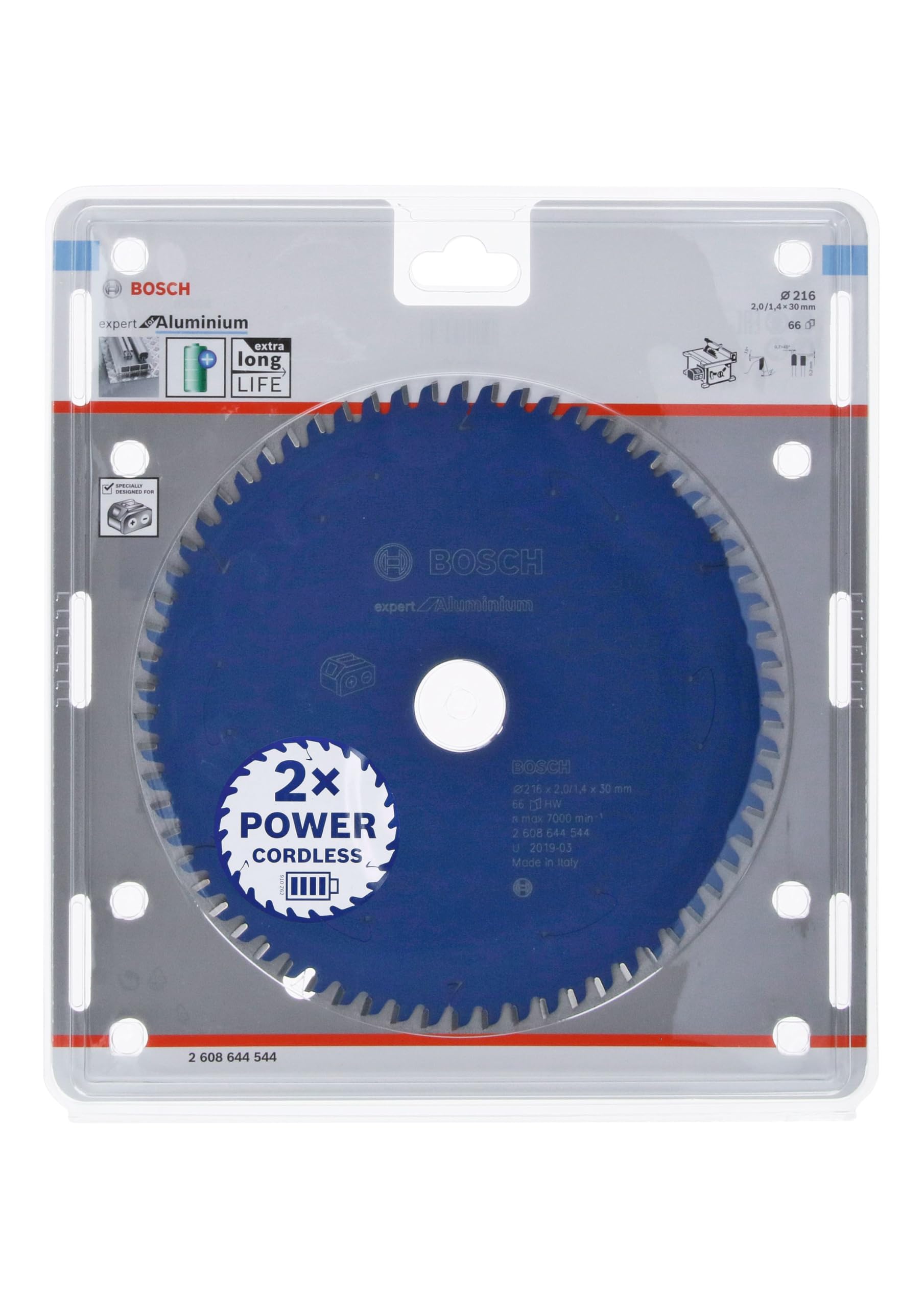 Bosch Professional Disco de sierra circular Expert for Aluminium (aluminio, 216 x 30 x 2 mm, 66 dientes, accesorio de sierra circular sin cable)