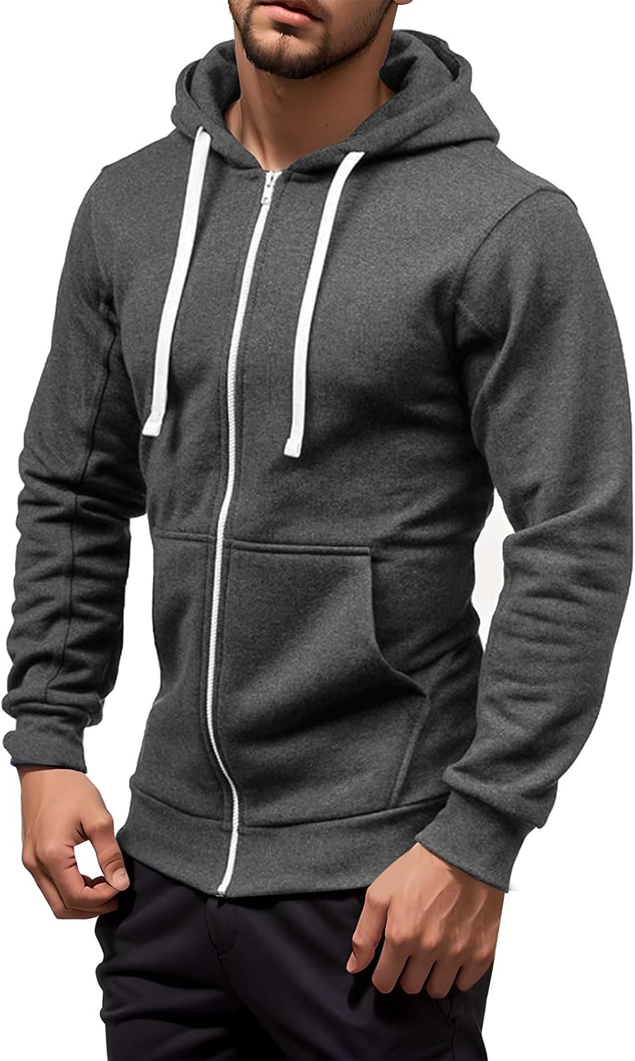 Mens Hoodies Pullover Long Sleeve Casual Fashion Sweatshirts Drawstring Gym Hooded Shirt with Kanga Pocket