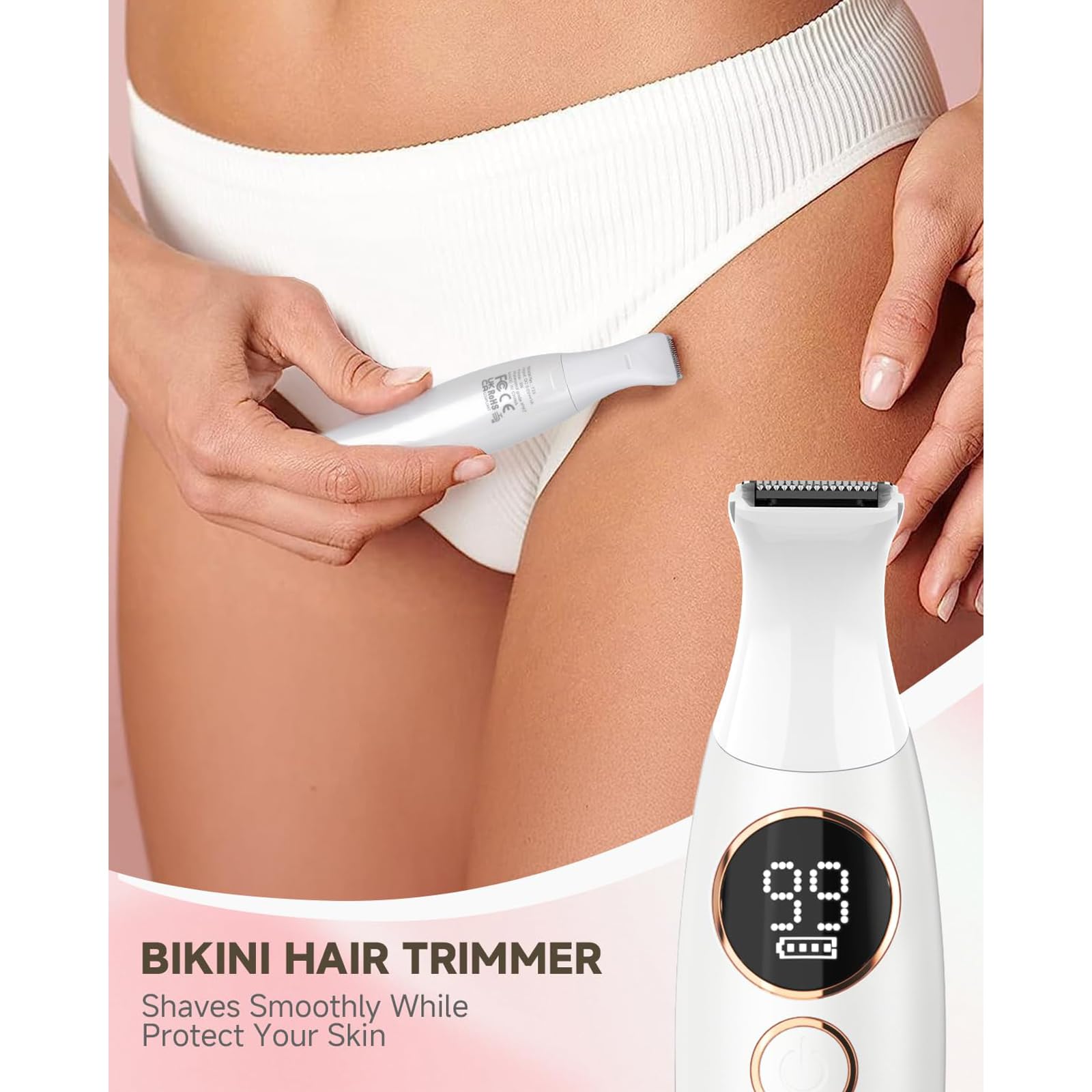 Rasoir Elios Femme 5 En 1, Multifonction Wet&Dry Rasoir Femme Electrique, Tondeuse Bikini 5 En 1 Étanche IPX7, Pour Bikini, Aisselles, Jambes, Nez