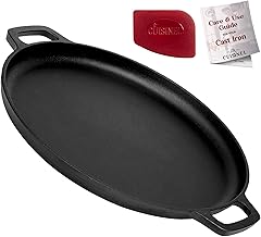 Cast Iron Pizza Pan/Round Griddle - 13.5"-Inch Flat Skillet - Great for Crepes and Frozen Pizza - Pre-Seasoned Comal for Tortillas - Dosa Tawa Roti - Baking, Stove, Oven, Grill, BBQ, Campfire Safe