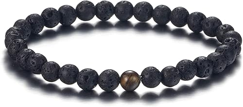 Miniatura 5 de Softones Pulsera de cuentas difusoras de aceite esencial de roca de lava de 0.236 in para mujeres y hombres, regalos de amistad para parejas,