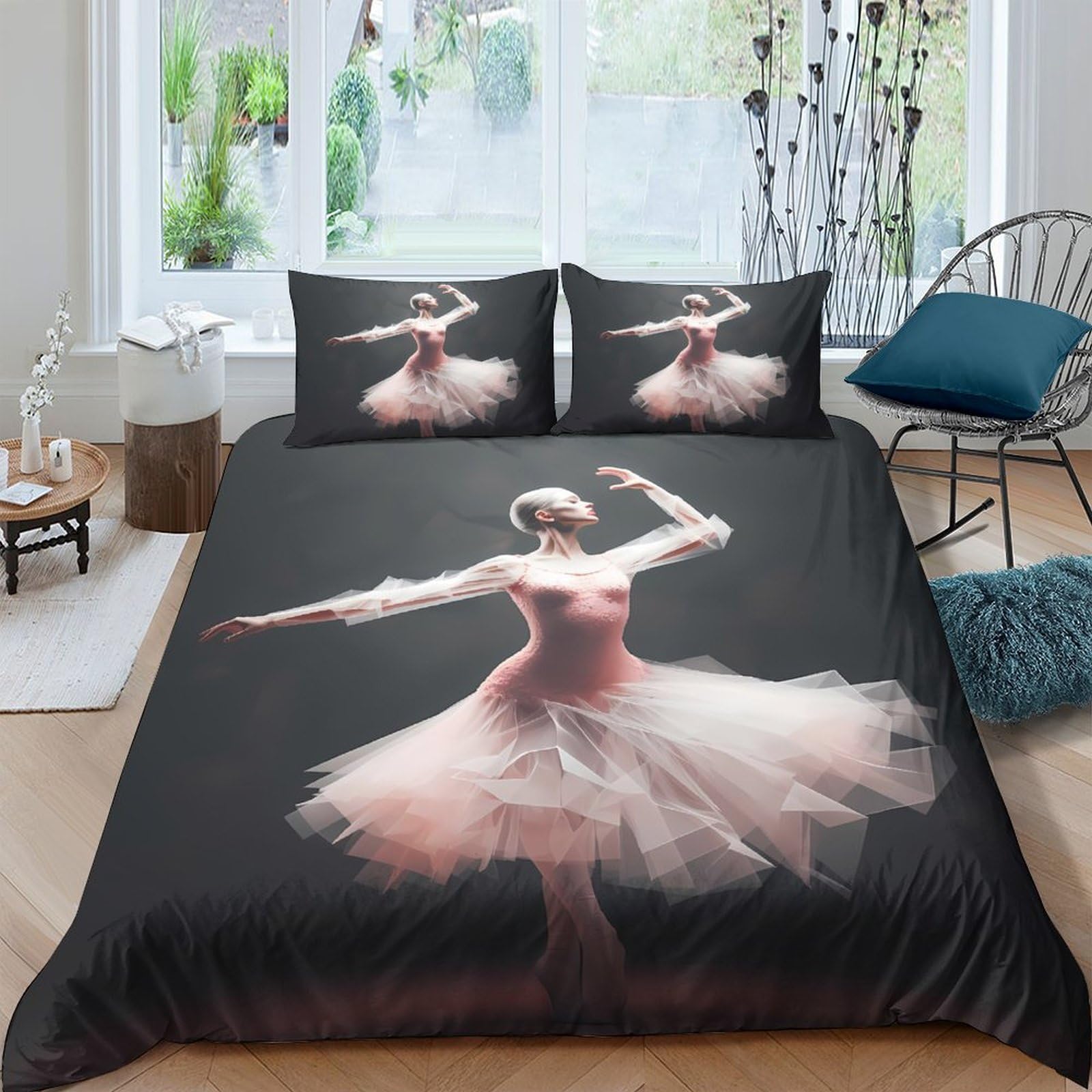 Ctjqhvkz Style-10 3D Printed Ballet Dancer Fitted Sheet Microfiber Soft Pink Artistic Bed Cover For Bedroom Dorm Mattress Protection Decor Single（135X200cm）