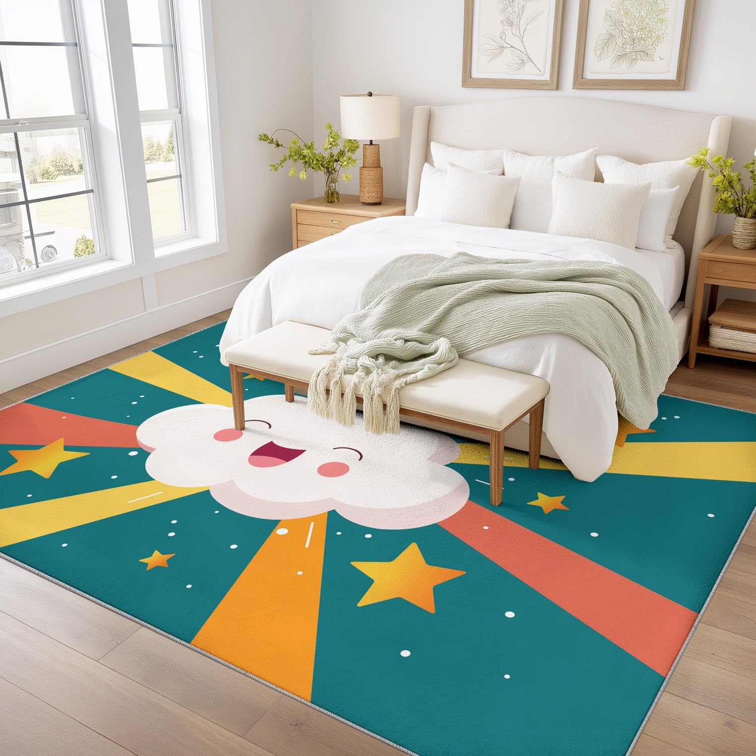 Tapis À Motif Courbes topographiques Lavable et antidérapant pour Salon