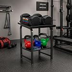 Rack réglable pour douille de poids lourd, 500LBS Capacité supérieure Poids Stand, 2-Tier Plateau solide Kettlebell Rangement rack, anti-dérapant base espace-sauvetage organisateur de poids pour garage de gymnastique à domicile (Rack seulement, pas de bulbes)