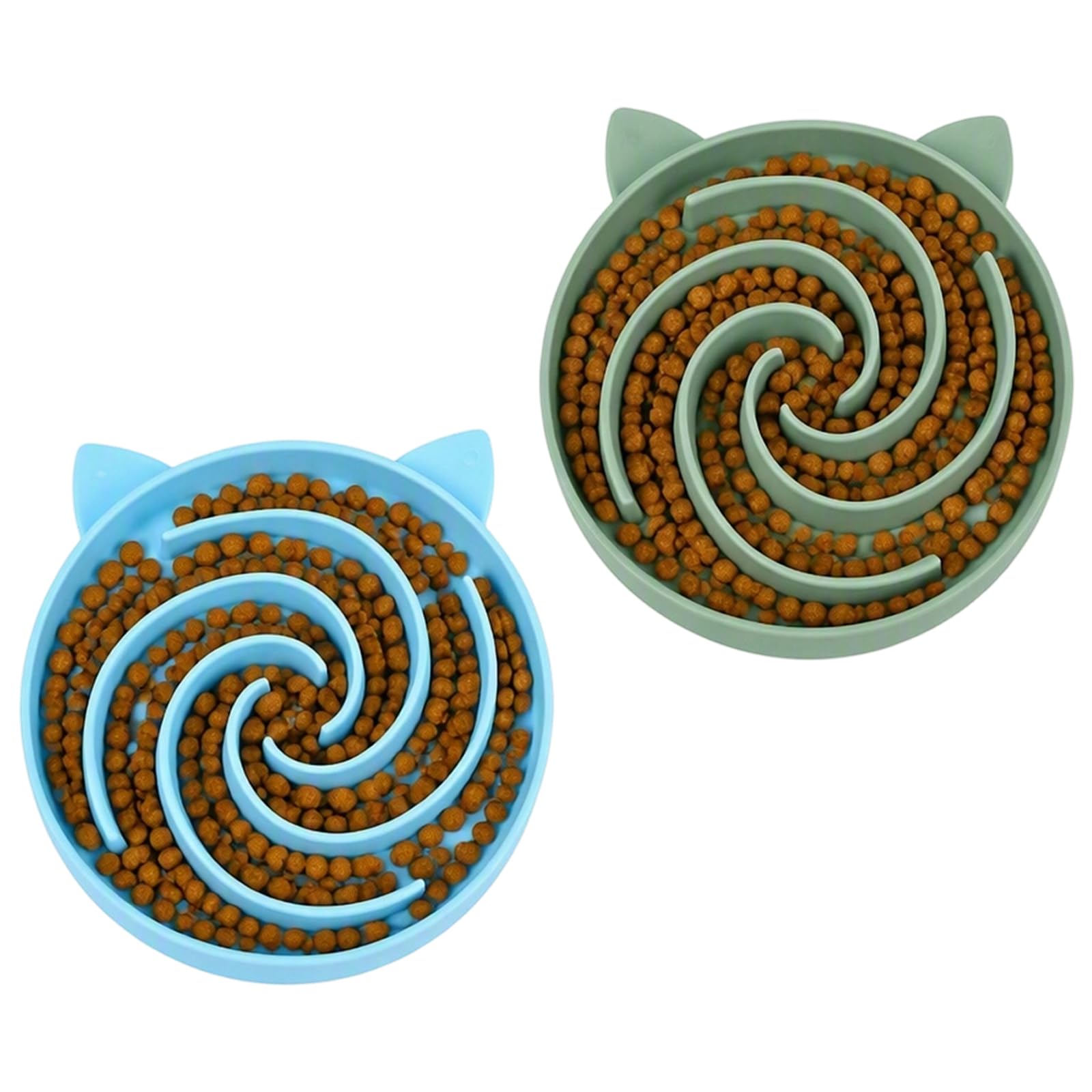 Elovara 2 PCS Slow Feeder Dog Bowl & Cat Puzzle Feeder Non-Slip Maze Dish