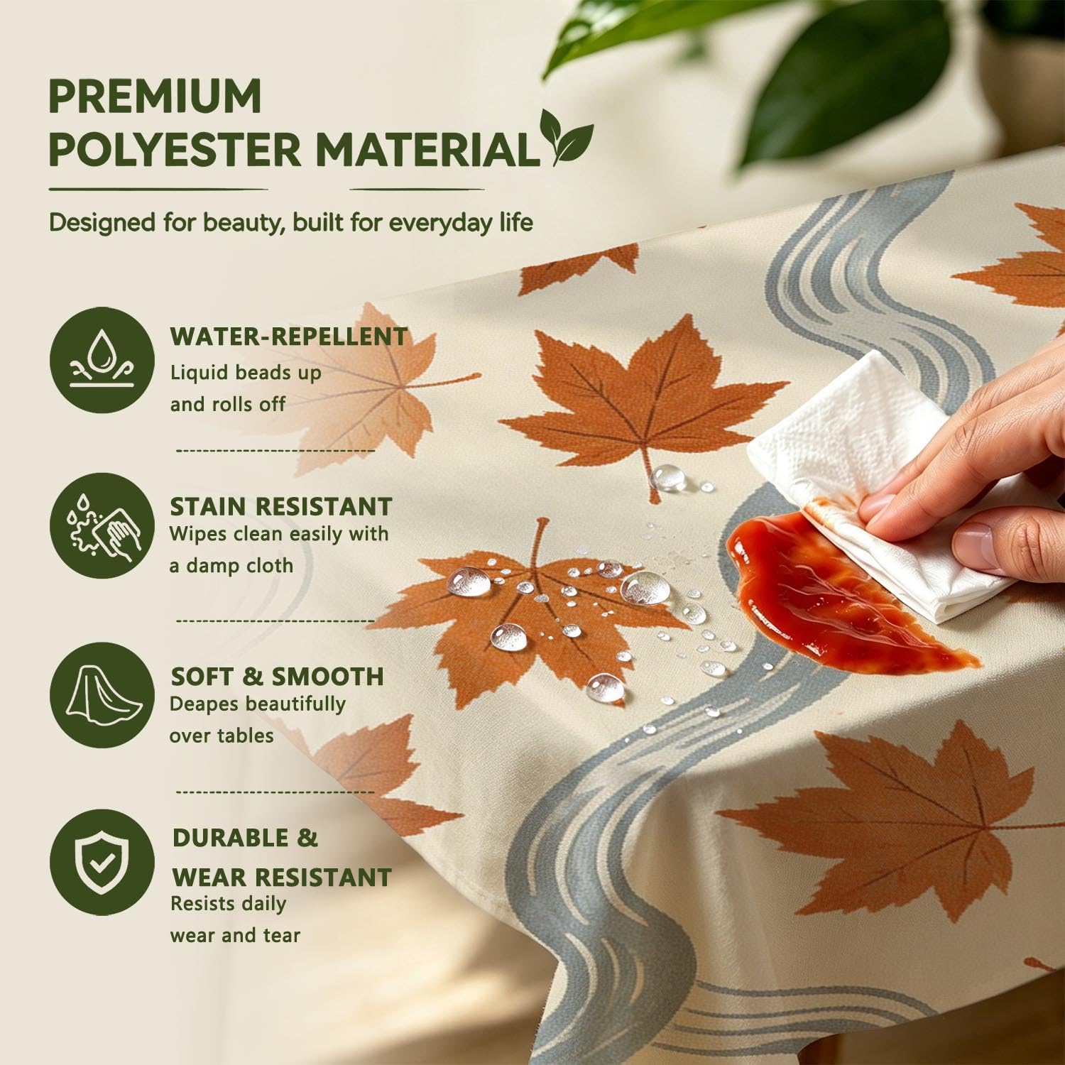 Tovaglia Antimacchia Rettangolare 350x150 cm Foglie D’Acero Autunnali