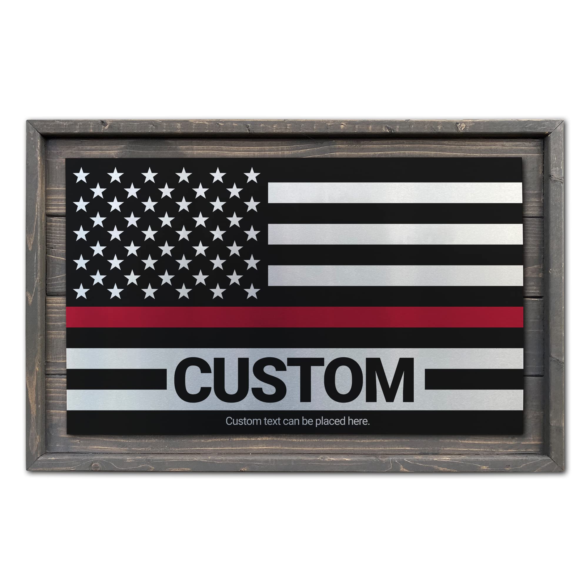 USA Made - CUSTOM Rustic Thin Red Line American Flag Made of Wood and Metal - Perfect for Indoors and Outdoors
