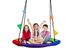 Sorbus Swing, 40" Saucer Swing for Kids (220 Lbs, Trampoline Net Swing, Adjustable Ropes)