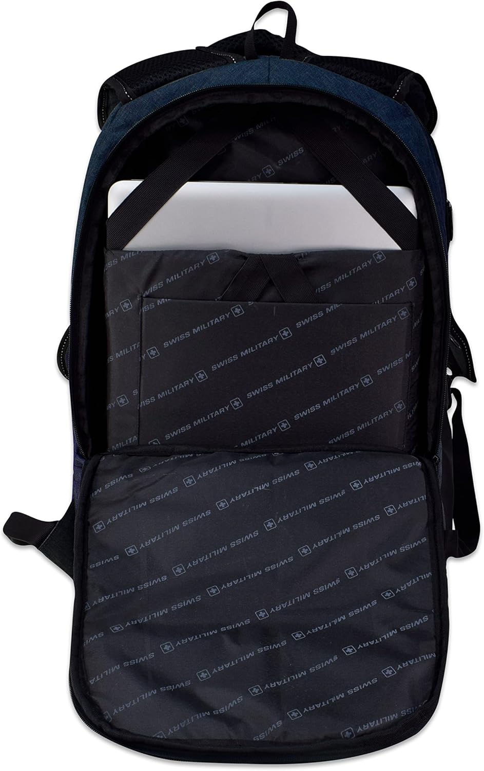 Swiss Military JACKPOT 26L Laptop Backpack for Men & Women with Rain Cover & USB Charging Port, Anti-Theft Design Fits Upto 15.6 15.6 Inch Laptop Compartment, Multiple Pockets, Water Resistant, Blue