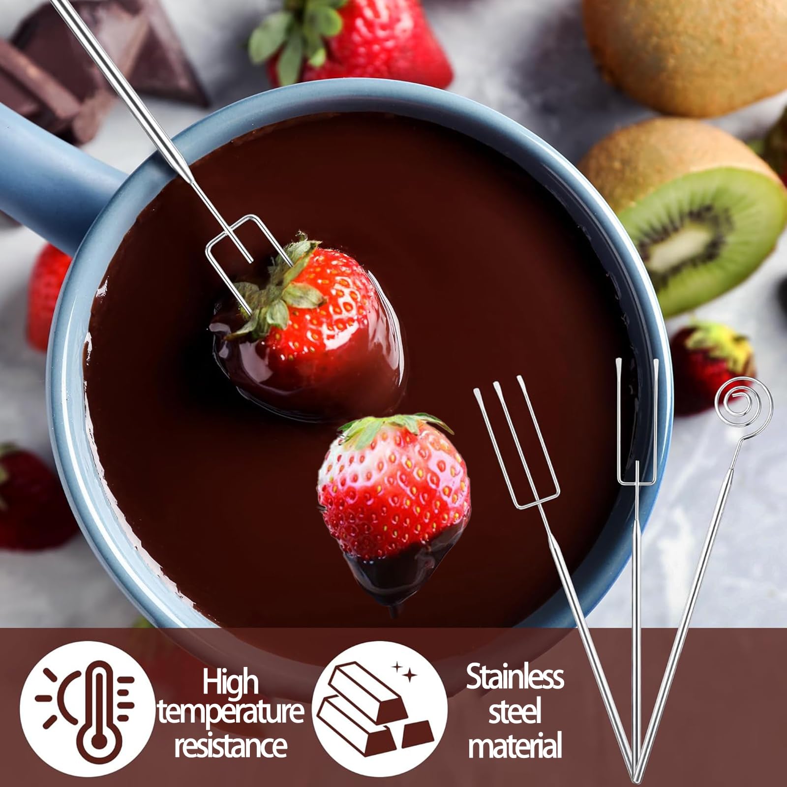 10 Piezas Tenedores de Chocolate Tenedores de InmersióN de Chocolate Tenedor de Chocolate DIY Hornear Horquilla de Chocolate Acero para Caker Candy Chocolate Fondue Tenedor de Frutas