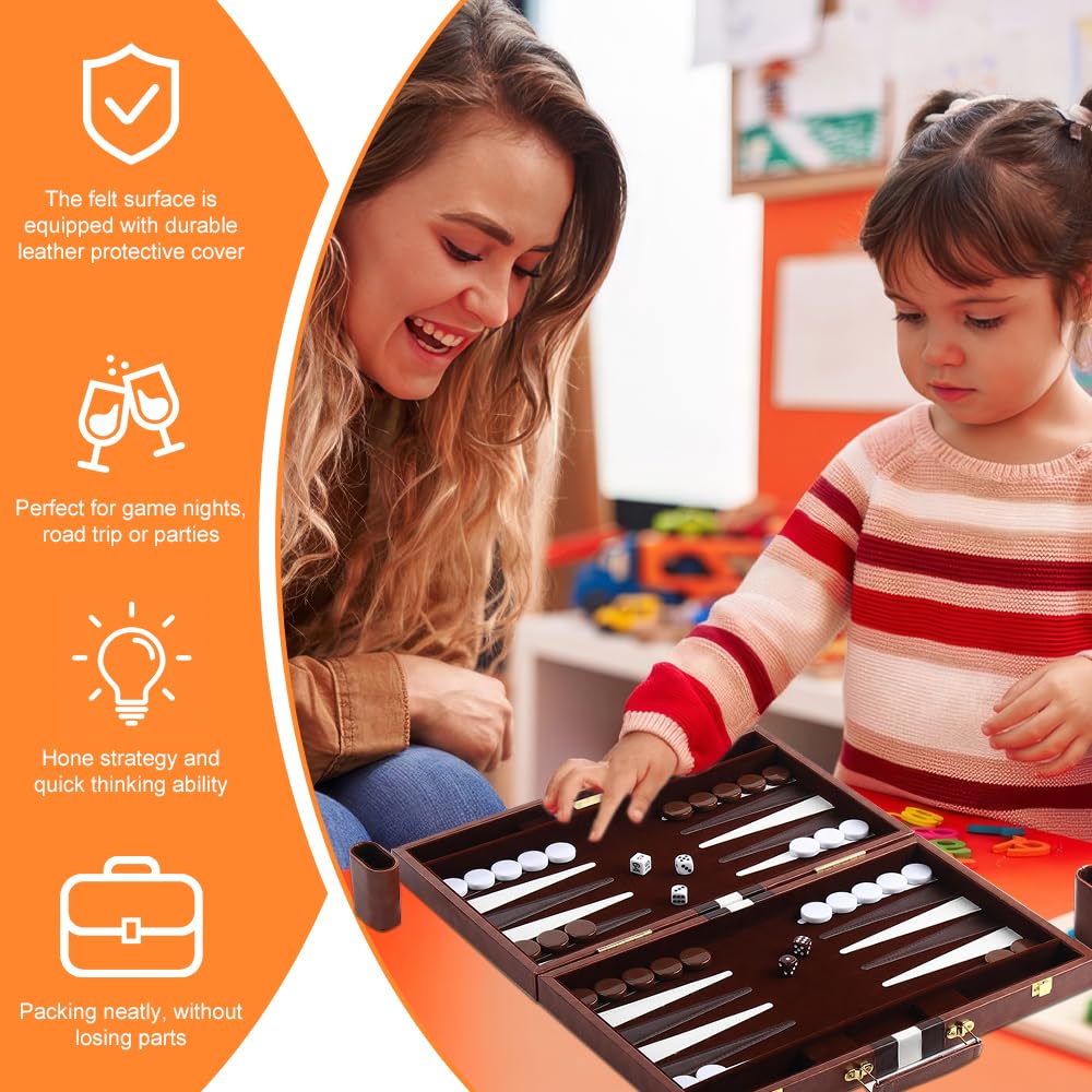 Backgammon Set, Backgammon Voyage, 11 Pouces Portables Bagamon de Voyage, pour Les Voyages et Les déplacements, Jeux de Société Familial pour Adultes avec poignée