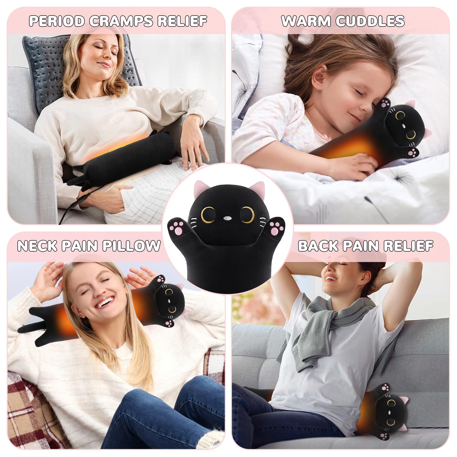 Cuscino termico per microonde per alleviare il dolore mestruale, riscaldabile in microonde, scaldabagno per il corpo, peluche portatile, animale di peluche, divertente, per donne, bambini, adolescenti