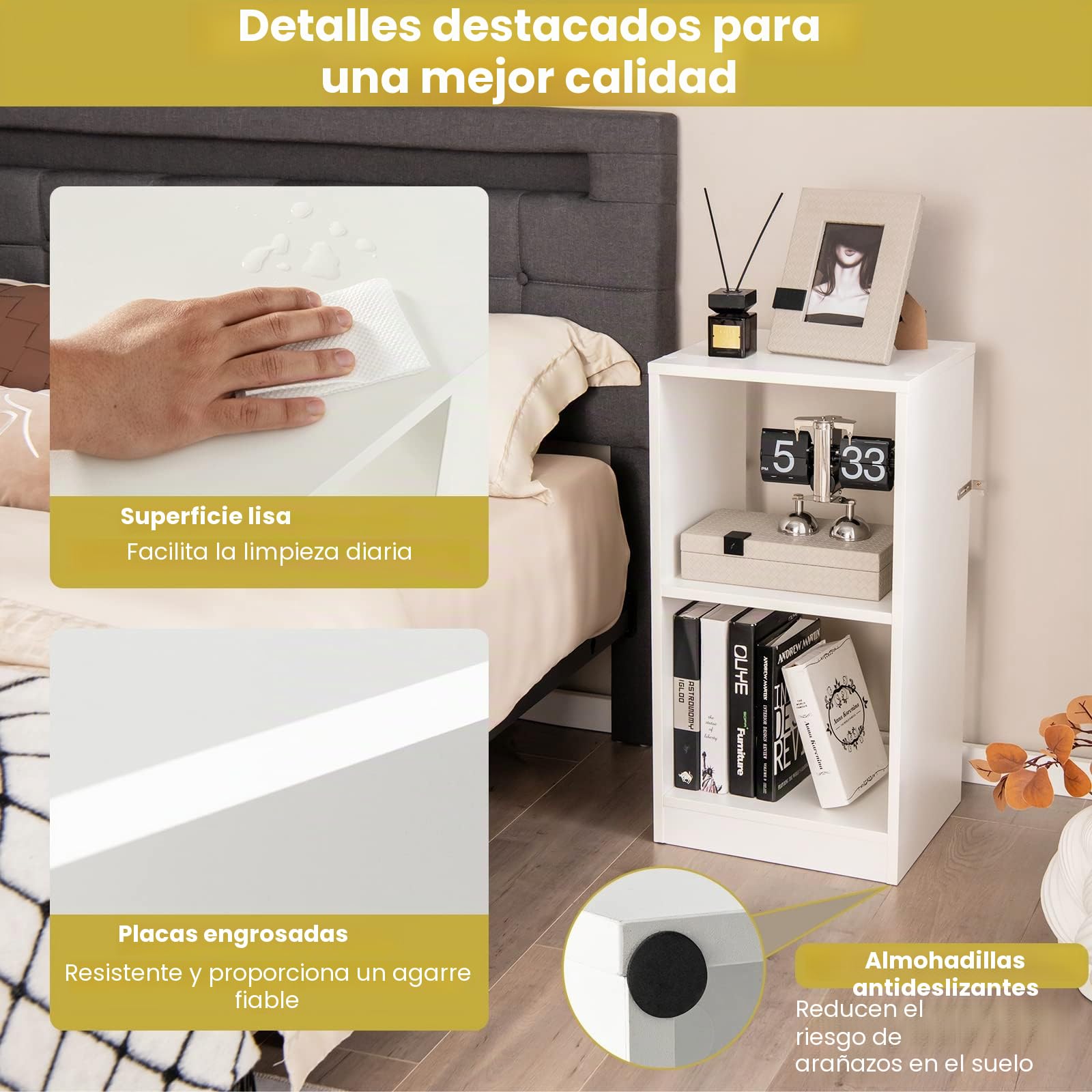 GOPLUS Juego de 2 estanterías de Madera de 2 Pisos con Base antiinclinación, Armario de Suelo Abierto para Espacios pequeños, estantes de Cubos para Discos de Vinilo CD,Blanco