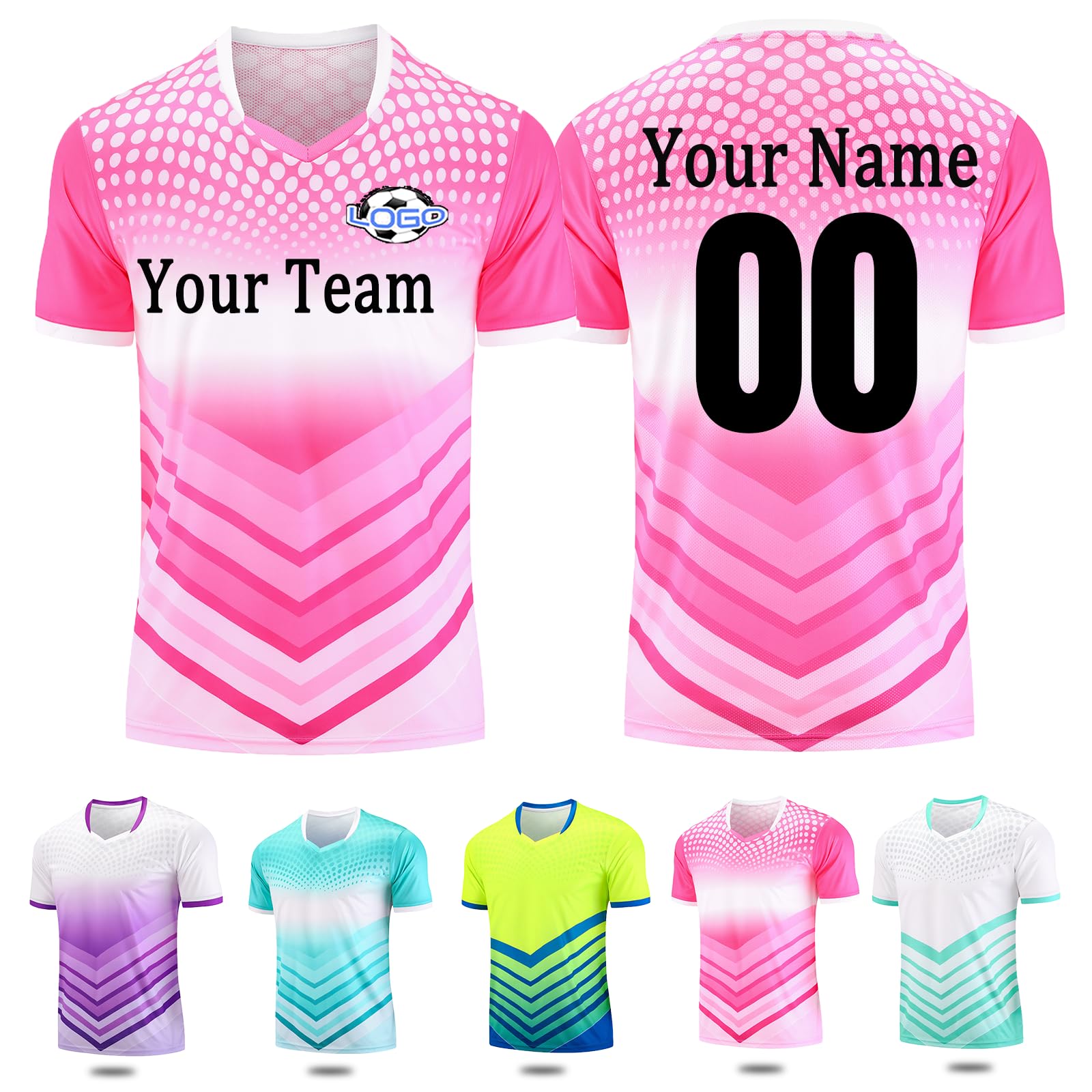 Custom Soccer Jersey Personalized Soccer Uniform Shirt Customize Futbol Soccer Jerseys for Kids Men Boys Youth Sport Shirt Pink