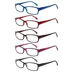 VIDEBLA 5 Pack Computer Reading Glasses Men and Women Anti Eyestrain Blue Light Blocking Glasses for Reading (Mixed colours, 0.75)