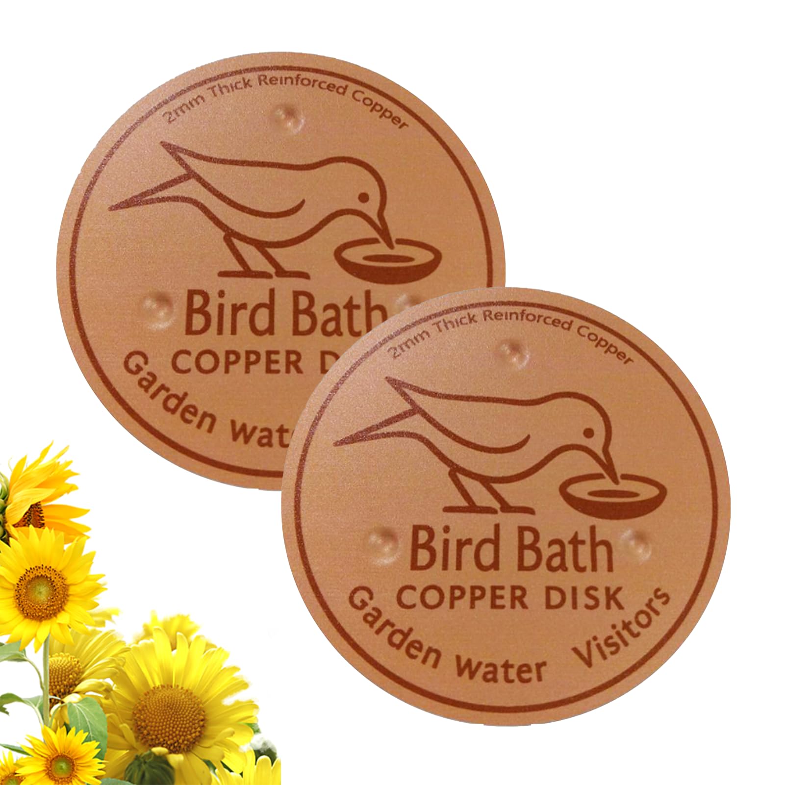99.99% Pure Copper Purification Disk, 2x Triple-Point Support Purifier Disc, Self-Cleaning Bird Bath Cleaner, Keeps Water Fresh Year-Round Feeder Accessories, for Outdoor Birdbaths & Bowls Bird Bath