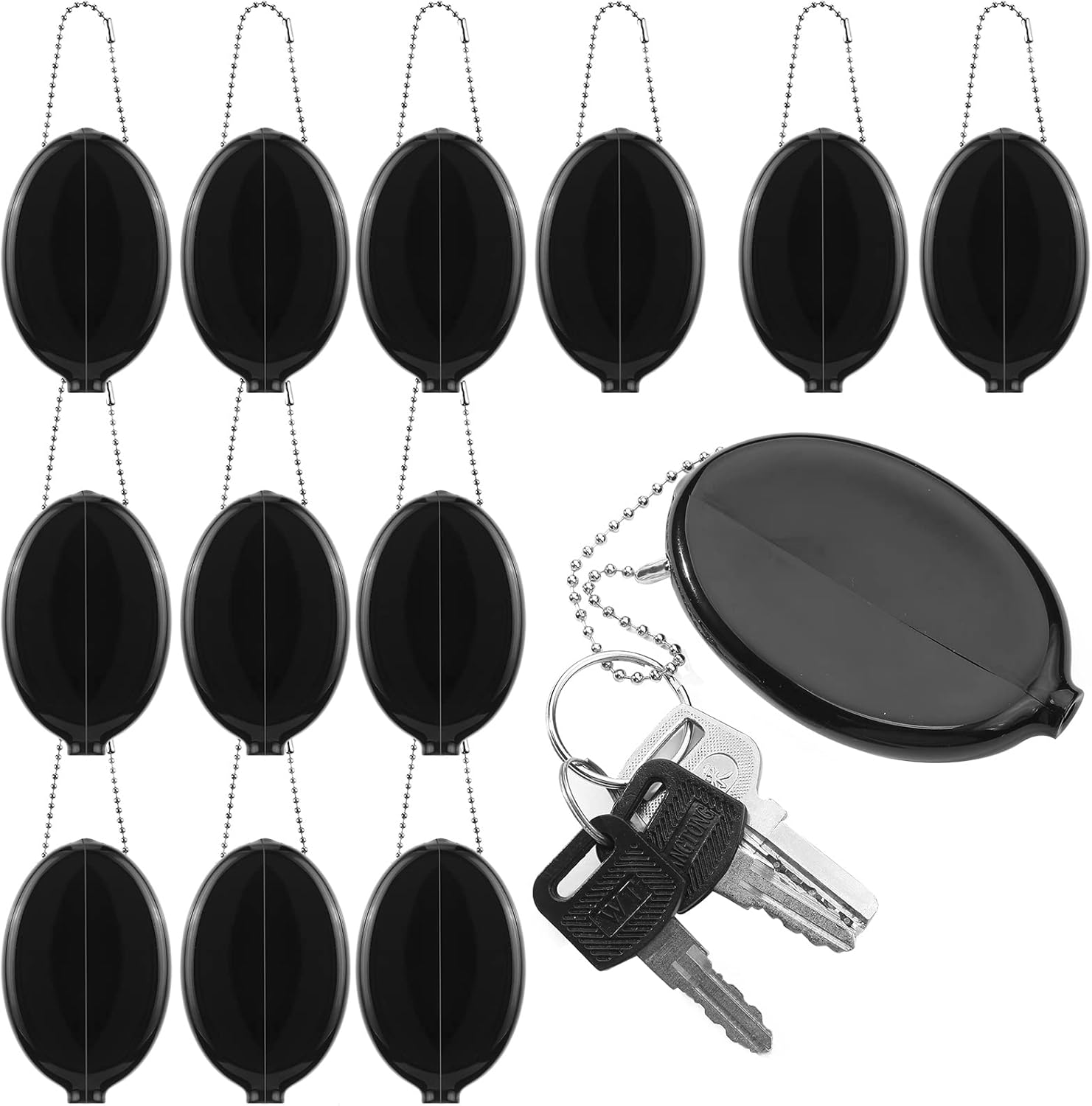 12 Pcs Rubber Coin Purse Black Oval Coin Purse Squeeze Oval