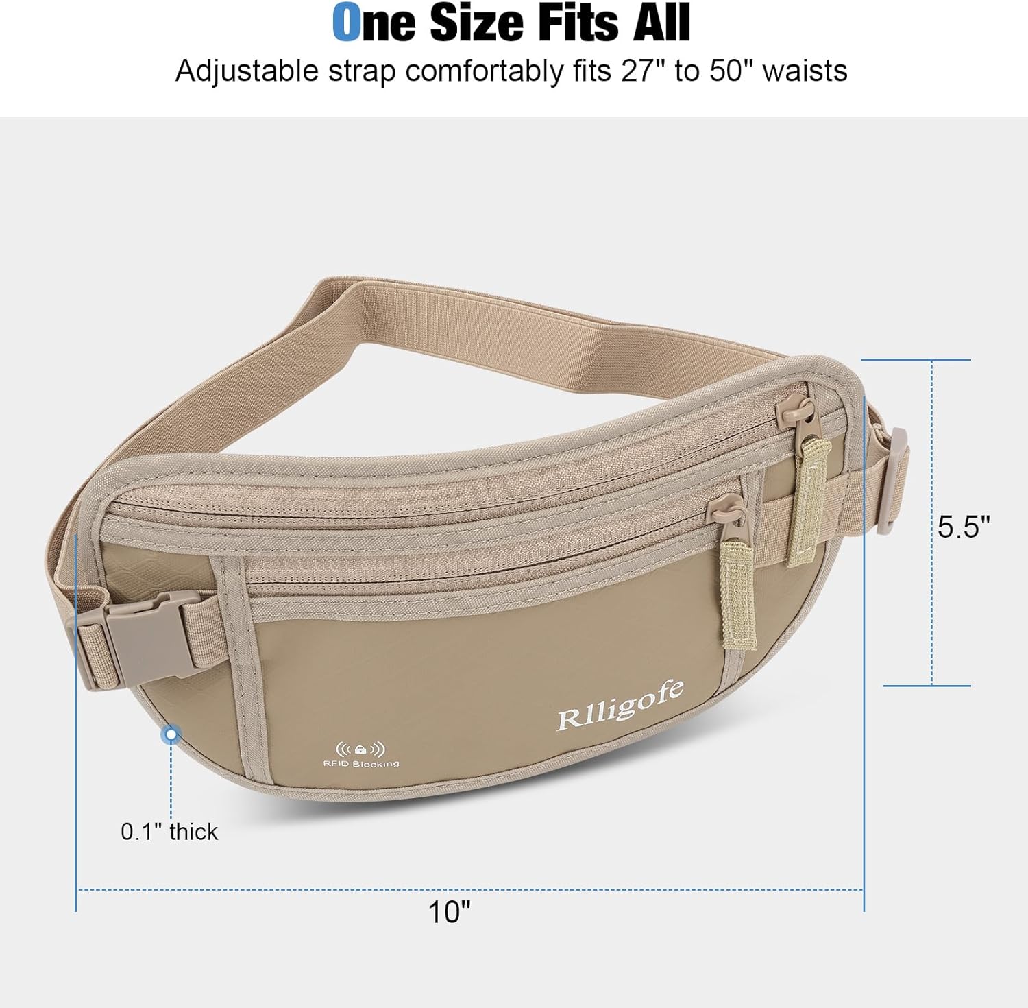 Money Belt for Travel Women and Men Hidden - Slim RFID Blocking Travel Wallet with Secure Anti-Theft Pouch, Passport Holder for Passport, Credit Cards, Cash Under Clothes - Image 8