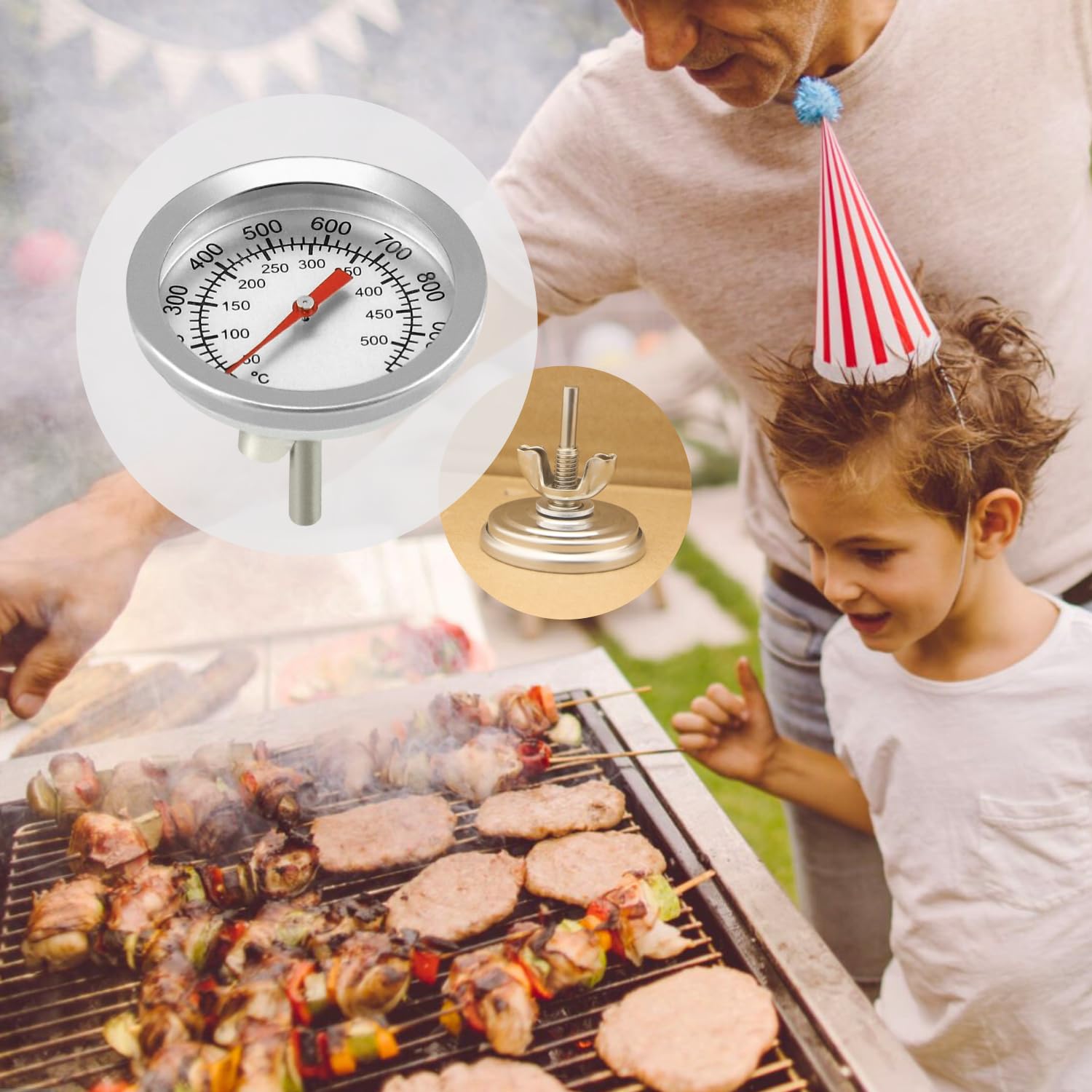 Thermomètre pour Grill à Charbon 50-600℃ Haute Température Barbecue Fumoir