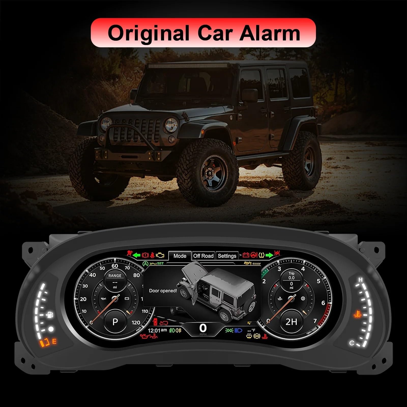Pantalla táctil Compatible con Jeep Wrangler JK 2011-2018, Panel Digital de 12,3" con Pantalla de 1920 x 720, antirreflejo y Sistema operativo Linux.(Button)