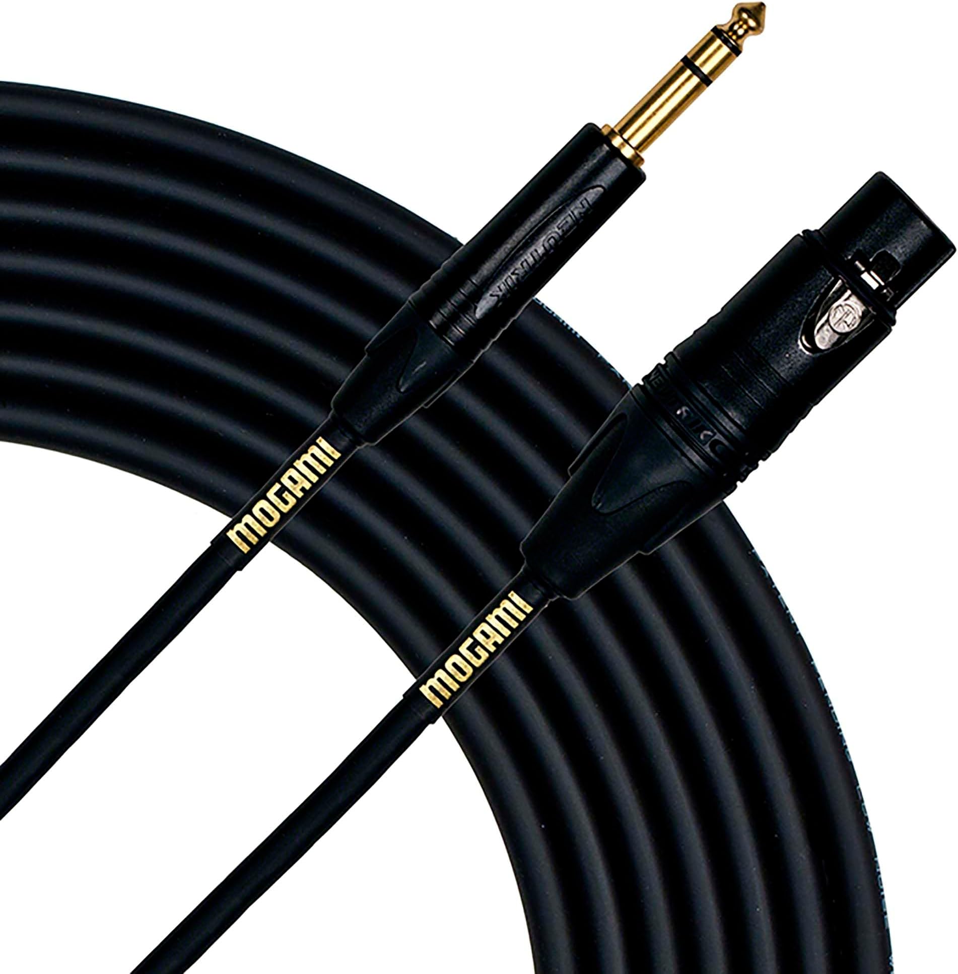 GOLD TRS-XLRF-10 Balanced Audio Adapter Cable, XLR-Female to 1/4" TRS Male Plug, Gold Contacts, Straight Connectors, 10 Foot