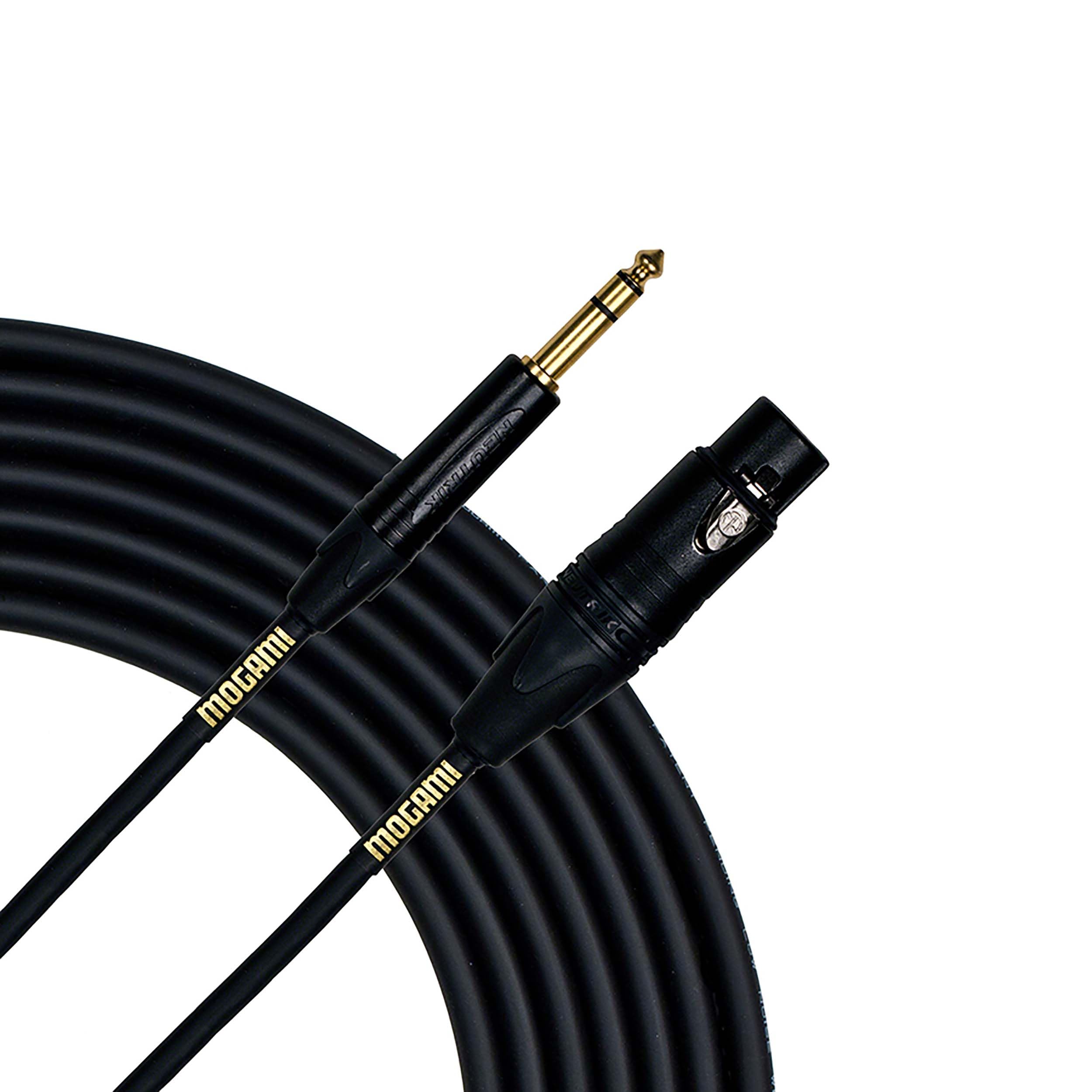 GOLD TRS-XLRF-10 Balanced Audio Adapter Cable, XLR-Female to 1/4" TRS Male Plug, Gold Contacts, Straight Connectors, 10 Foot