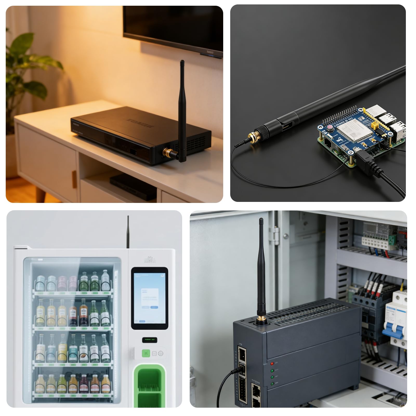 Lot de 2 adaptateurs d'antenne LoRa 868 MHz 5 dBi Gain Omnidirectionnel SMA mâle avec SMA femelle Câble adaptateur d'antenne pour carte OLED Meshtastic ESP32 LoRa avec rallonge IPEX de 15 cm