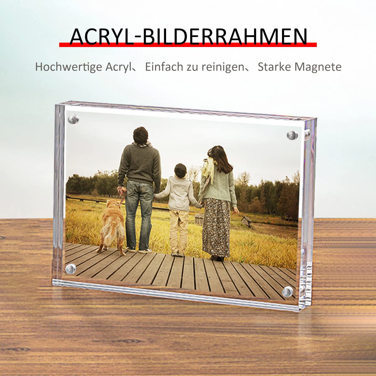 Sezanrpt Akrylowa ramka na zdjęcia 6 x 9 cm, przezroczysta, dwustronna magnetyczna ramka na zdjęcia, na biurko bez ramki, portmonetka mała ramka na zdjęcia 2 x 3 cm, 5 x 7,5 cm, 4 x 6 cm