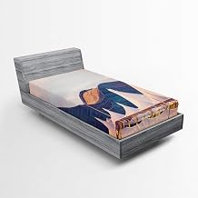 Ambesonne Denver 2 Pack Fitted Sheet, Airport Scene Location Guide, Bed Cover All-Round Elastic Deep Pockets 2 Pieces, Package Contains 2 Twin Size Fitted Sheets, Dark Indigo Pale Rose