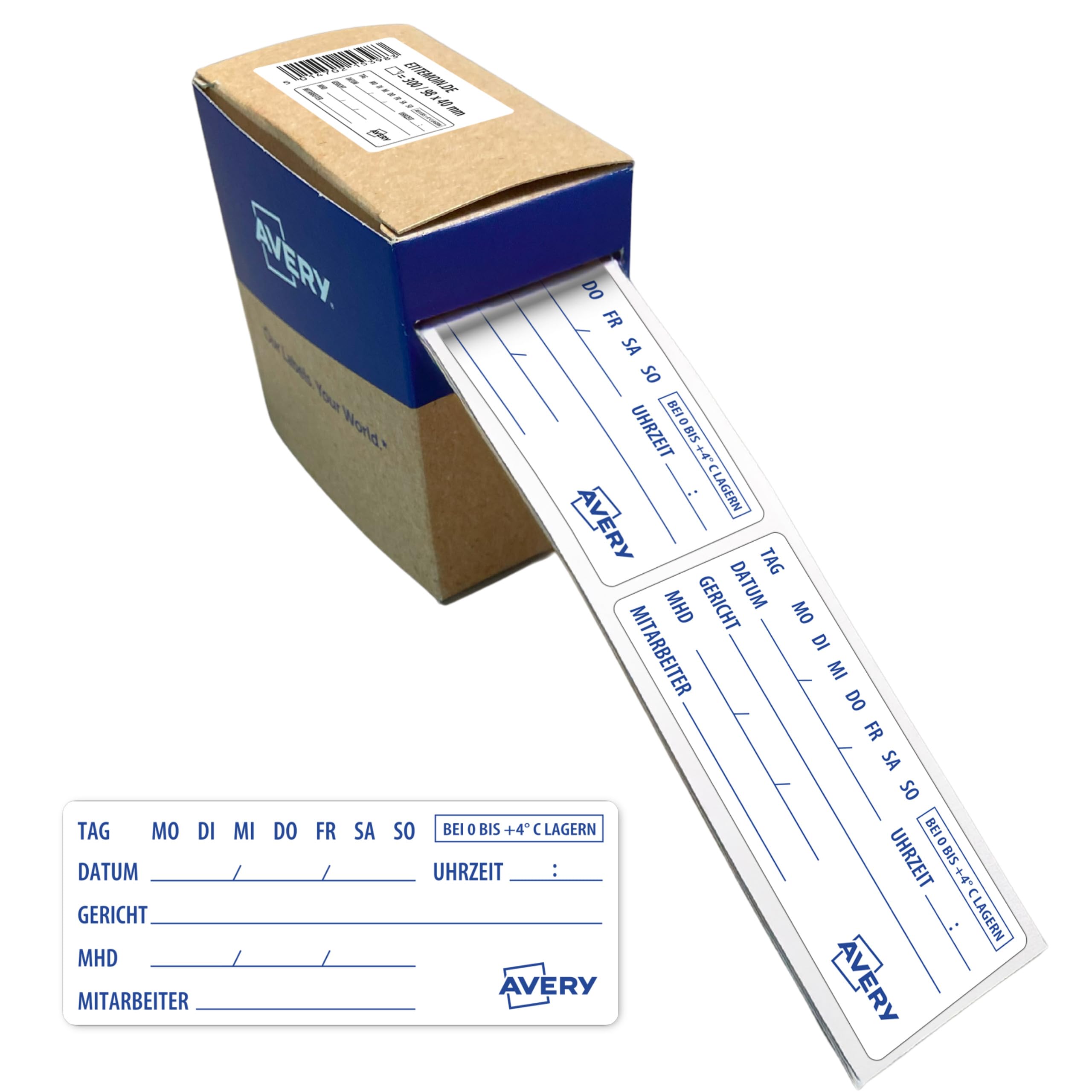 Avery Zweckform Reset Samples Label for Food HACCP (98 x 40 mm, 300 Stickers on a roll, pre-Printed, Removable) ETITEMOIN.DE